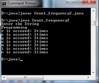 Java program: Find the frequency of each character in the string