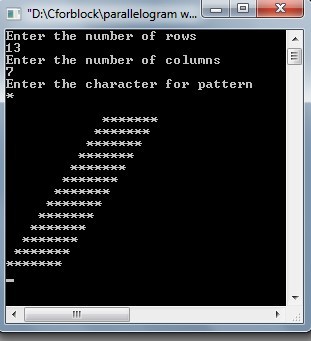 Program to display Parallelogram star pattern using while loop in C