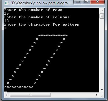 C program to print Parallelogram star pattern using for loop