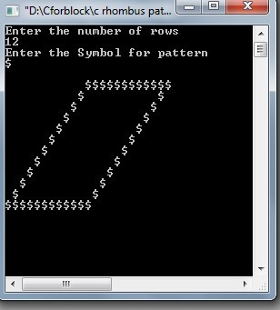 C program to print Rhombus and Hollow rhombus star pattern using for loop