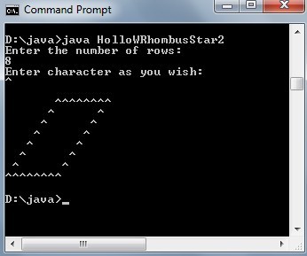 Java program to print Rhombus and Hollow Rhombus star Using while loop