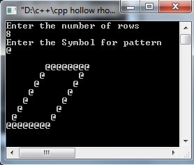 Program to display Rhombus  star patterns in C++ using while