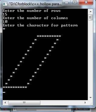 C++ program to print Parallelogram star pattern using for loop