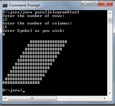 loop using java pattern star parallelogram