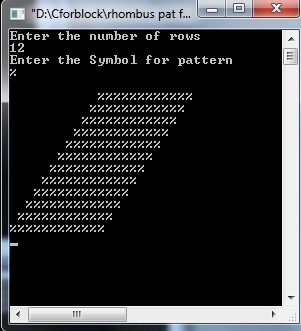C program to print Rhombus and Hollow rhombus star pattern using for loop