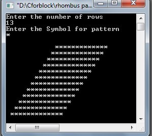 C code to Generate Rhombus patterns in using do-while loop