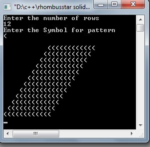 Program to display Rhombus star patterns in C++ using while