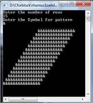 Program to print Rhombus and Hollow Rhombus star Using while loop in C
