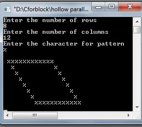 Mirrored and mirrored hollow parallelogram star pattern in C++ using while