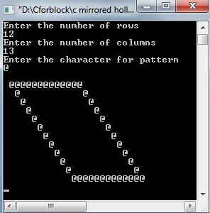 C Program for Print Mirrored parallelogram star pattern using for loop