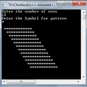 C++ program to Mirrored and Hollow mirrored Rhombus star pattern using for loop