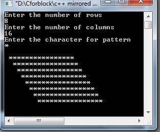 Mirrored and mirrored hollow parallelogram star pattern in C++ using while