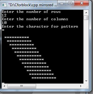 C++ Program for Print Mirrored parallelogram star pattern using for loop