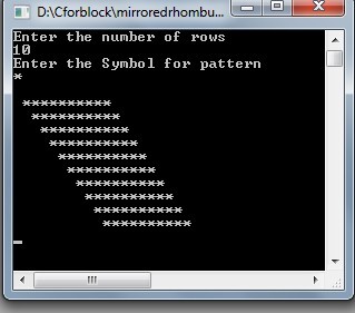 C program to print Mirrored Rhombus pattern using while loop
