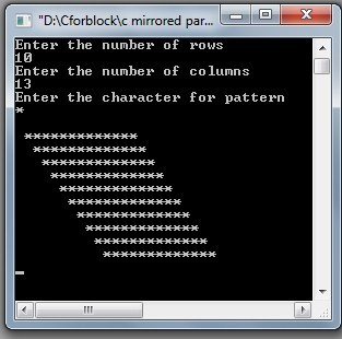 C Program for Print Mirrored parallelogram star pattern using for loop