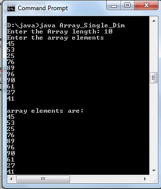 Java program to read and print elements in a one dim array