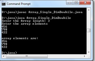 Java program to read and print elements in a one dim array