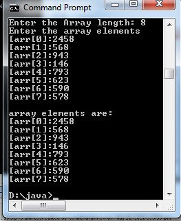 Java program to read and print elements in a one dim array