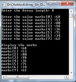 C program to read and print elements a one dimensional array