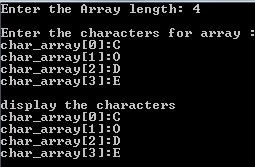 C++ program to read and display characters in an array