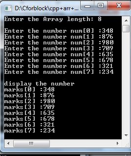 C++ program to read and print elements a one dimensional array