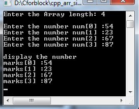 C++ program to read and print elements a one dimensional array