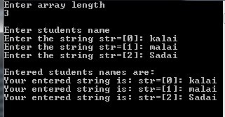 C++ code to Read and print string of one dim array