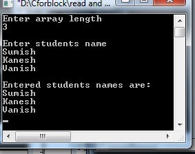 C++ code to Read and print string of one dim array