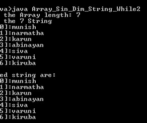 Program to read and print string of one dim array in Java