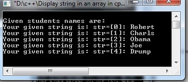 C++ exercise to print Strings of an array