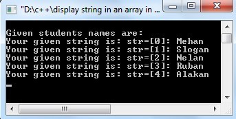 C++ exercise to print Strings of an array