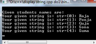 C++ exercise to print Strings of an array