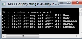 C++ exercise to print Strings of an array