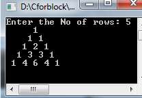 Pascal Triangle program in C++ language