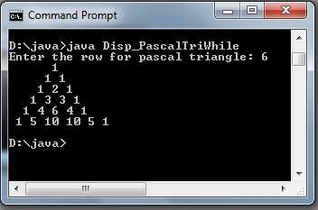Program to print Pascal Triangle in Java