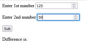 PHP subtracting two numbers-PHP program