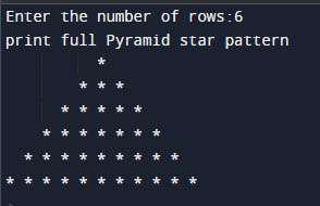 Python Full Pyramid pattern program