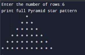 Python Full Pyramid Star Pattern Program - Codeforcoding