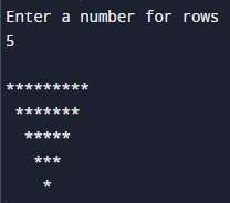 C# inverted full pyramid star pattern