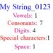 Cpp code: count vowel,consonant,digit,special character and space